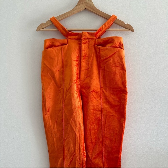 Revolve NBD Anok Velvet Orange Pants S - Picture 4 of 10
